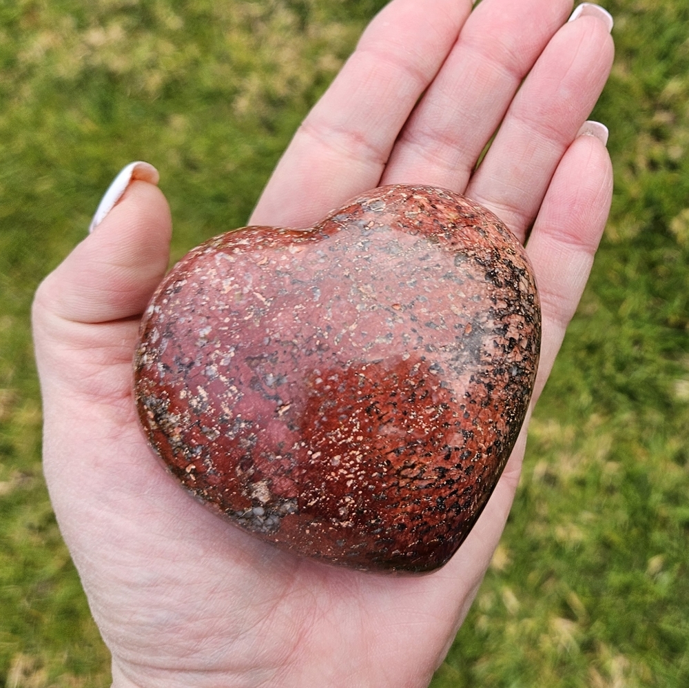 Red Feldspar puffy Heart
